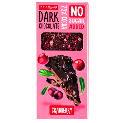 шоколад A&A Demidoff 72% без сахара с клюквой 80 г 1/10