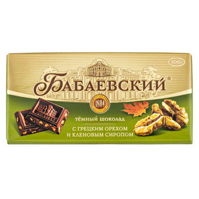 шоколад Бабаевский Темный Грецкий орех Кленовый сироп 75 г 1/18