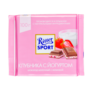 шоколад Риттер Спорт Клубника с Йогуртом 100 г 1/12
