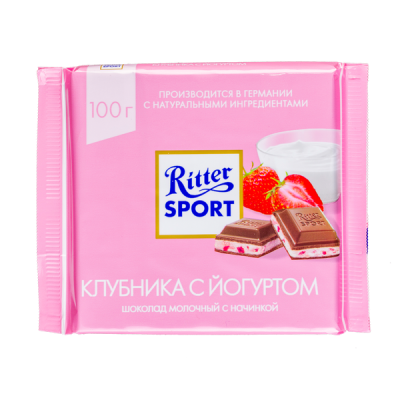 шоколад Риттер Спорт Клубника с Йогуртом 100 г 1/12