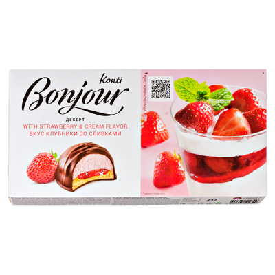 десерт BONJOUR Клубника со сливками 232 г 1/9 десерт BONJOUR Клубника со сливками 232 г 1/9