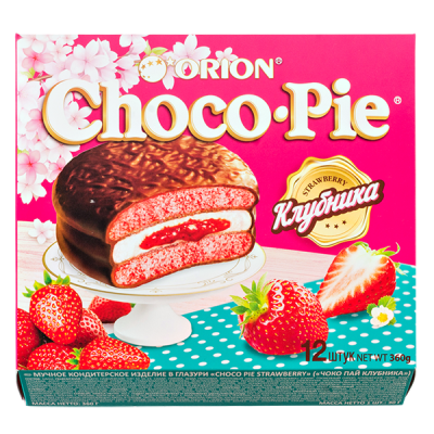 печенье ORION Choco-Pie Клубника 360 г 1/8 печенье ORION Choco-Pie Клубника 360 г 1/8