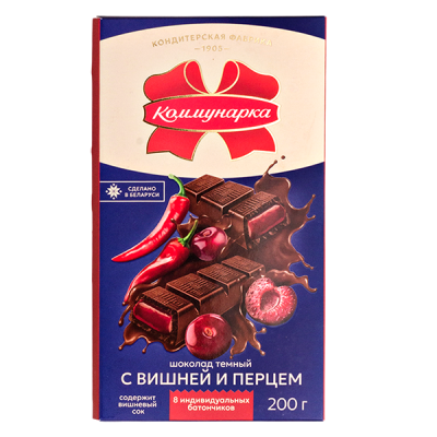 шоколад Коммунарка Темный с вишней и перцем 200 г 1/17