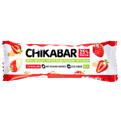 Батончик CHIKALAB глазированный CHIKABAR Strawberry Cream 60 г 1/20