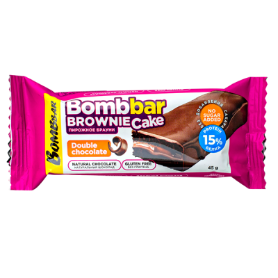 Пирожное Bombbar BROWNIE Cake Double chocolate 45 г 1/20