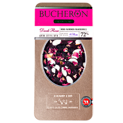 шоколад BUCHERON GRAND CRU ж/б Горький с Миндалем, Черникой, Лепестками роз 100 г 1/10