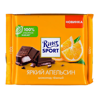 шоколад Риттер Спорт Яркий Апельсин 100 г 1/12