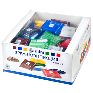 шоколад Риттер Спорт Mini Яркая коллекция 7 вкусов 1400 г 1/4