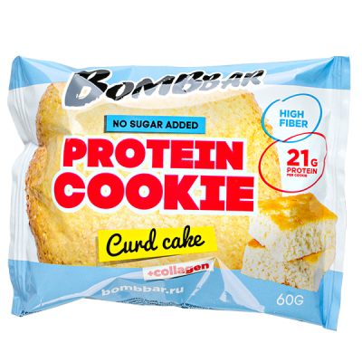 Печенье Bombbar протеиновое с коллагеном Curd cake 60 г 1/10