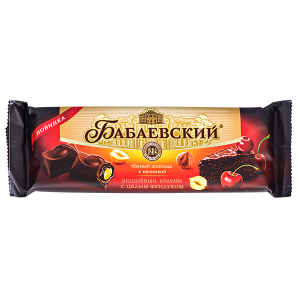 шоколад Бабаевский Темный ВИШНЁВЫЙ БРАУНИ С ЦЕЛЫМ ФУНДУКОМ 165 г 1/9