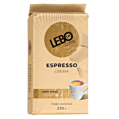 кофе LEBO ESPRESSO CREMA 230 г молотый 1/6 кофе LEBO ESPRESSO CREMA 230 г молотый 1/6