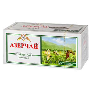 чай АЗЕРЧАЙ Зеленый классический 25 пакетиков с конвертом 1/24