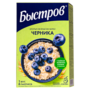 Каша Быстров Овсяная с Черникой 6 пакетиков по 40 г Каша Быстров Овсяная с Черникой 6 пакетиков по 40 г