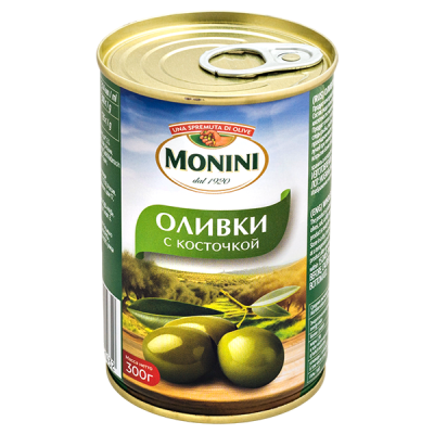 оливки MONINI с косточкой 300 г ж/б 1/12