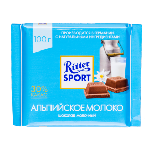 шоколад Риттер Спорт Альпийское Молоко 100 г 1/12