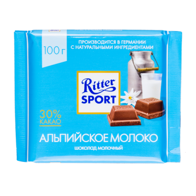 шоколад Риттер Спорт Альпийское Молоко 100 г 1/12