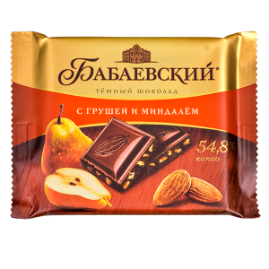 шоколад Бабаевский Темный с Грушей и Миндалем 70 г 1/20 шоколад Бабаевский Темный с Грушей и Миндалем 70 г 1/20