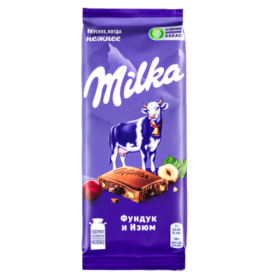 шоколад Милка Фундук Изюм 80 г 1/20