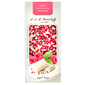 шоколад A&A Demidoff Белый с малиной 80 г 1/10