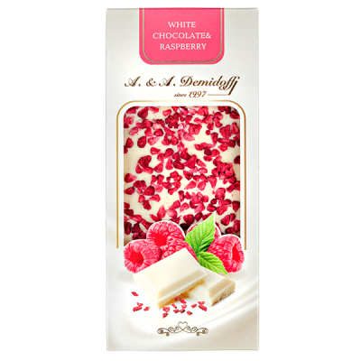 шоколад A&A Demidoff Белый с малиной 80 г 1/10