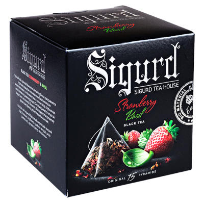 чай SIGURD 'STRAWBERRY BASIL' 15 пирамидок/саше-конверт 1/8