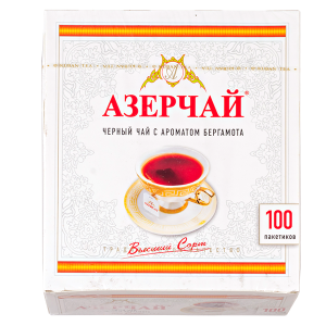 чай АЗЕРЧАЙ Черный с бергамотом 100 пакетиков 1/6