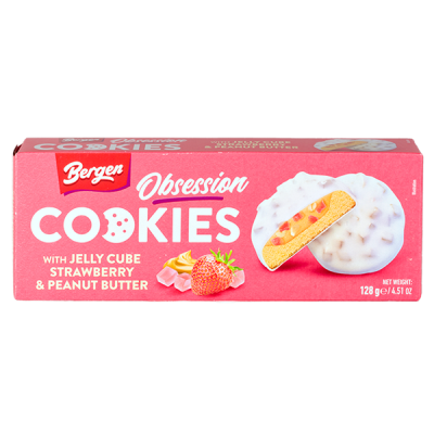 печенье BERGEN OBSESSION JELLY Strawberry & Peanut Butter 128 г 1/27 печенье BERGEN OBSESSION JELLY Strawberry & Peanut Butter 128 г 1/27