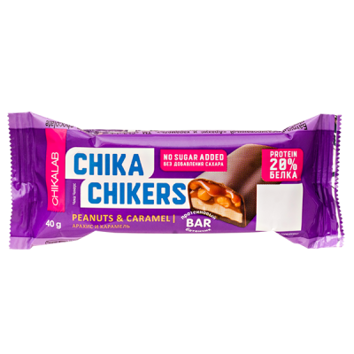 Батончик CHIKALAB глазированный CHIKA CHIKERS Peanuts & Caramel 40 г 1/30