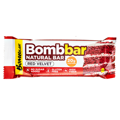 Батончик Bombbar протеиновый RED VELVET 60 г 1/20
