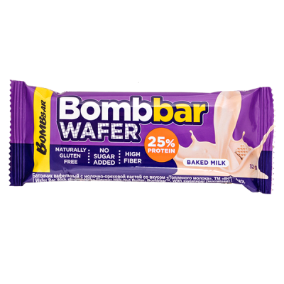 Батончик Bombbar WAFER Baked Milk 32 г 1/20
