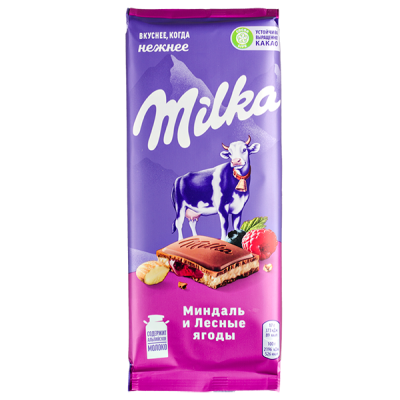 шоколад Милка Миндаль и Лесные Ягоды 80 г 1/20