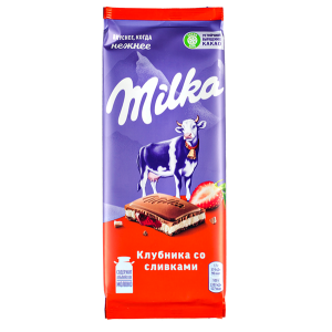 шоколад Милка Клубника со Сливками 80 г 1/20