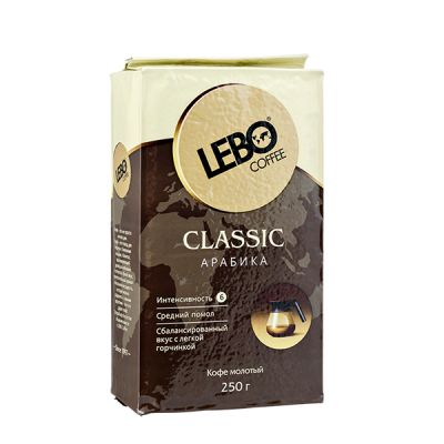 кофе LEBO CLASSIC ARABICA 250 г молотый 1/12 кофе LEBO CLASSIC ARABICA 250 г молотый 1/12