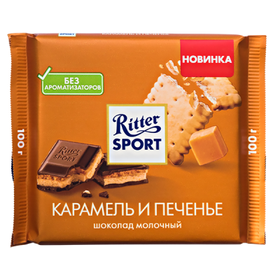 шоколад Риттер Спорт Карамель и Печенье 100 г 1/11