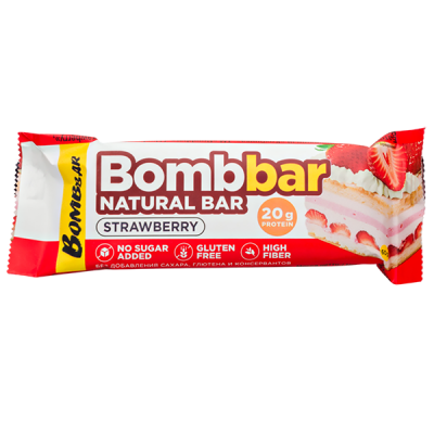 Батончик Bombbar протеиновый STRAWBERRY 60 г 1/12