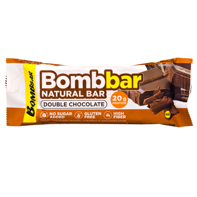 Батончик Bombbar протеиновый DOUBLE CHOCOLATE 60 г 1/20