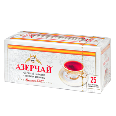 чай АЗЕРЧАЙ Черный с бергамотом 25 пакетиков с конвертом 1/24