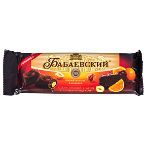 шоколад Бабаевский Темный АПЕЛЬСИНОВЫЙ БРАУНИ С ЦЕЛЫМ ФУНДУКОМ 165 г 1/9