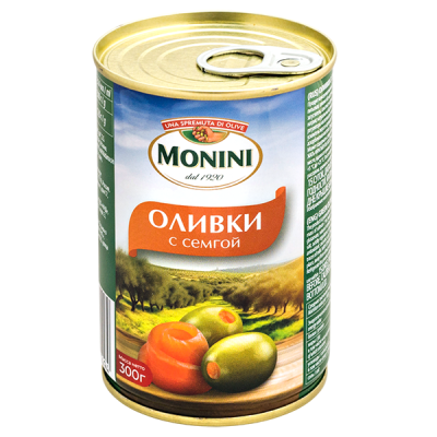 оливки MONINI с семгой 300 г ж/б 1/12