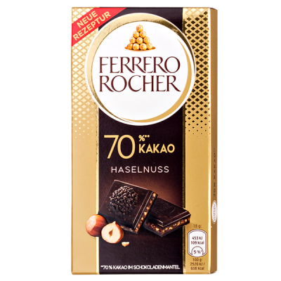 шоколад FERRERO ROCHER DARK 70% Hazelnut 90 г 1/ 8