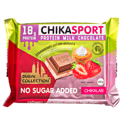 Шоколад CHIKASPORT DUBAI Collection Strawberry Cream+Kunafa 100 г 1/4