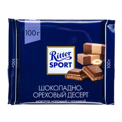 шоколад Риттер Спорт Шоколадно-Ореховый десерт Пралине 100 г 1/13