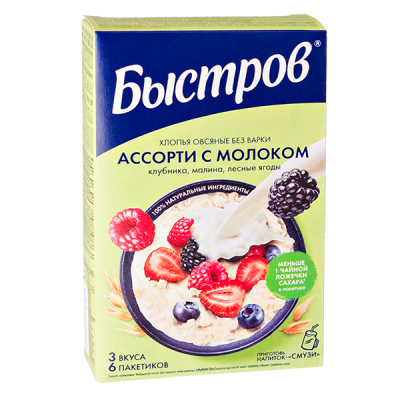 Каша Быстров Ассорти с молоком 6 пакетиков по 40 г