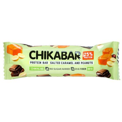 Батончик CHIKALAB глазированный CHIKABAR Salted Caramel/Peanut 60 г 1/20