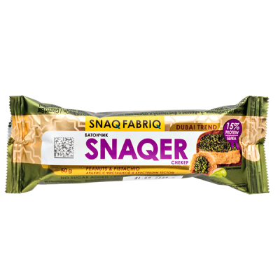 Батончик SNAQER DUBAI глазированный Peanuts&Fistachio 50 г 1/30