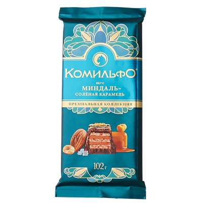 шоколад КОМИЛЬФО Миндаль - Соленая Карамель 102 г 1/13