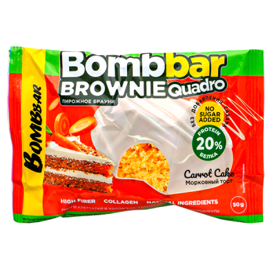 Печенье Bombbar BROWNIE Quadro Carrot Cake 50 г 1/10