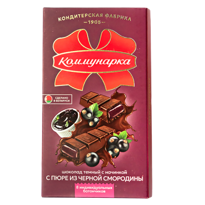 шоколад Коммунарка Темный с пюре из черной смородины 180 г 1/17