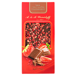 шоколад A&A Demidoff Молочный с клубникой 80 г 1/10