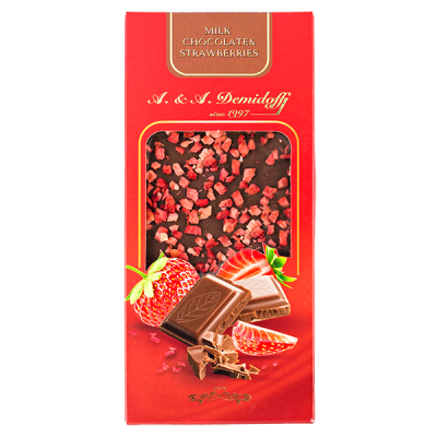 шоколад A&A Demidoff Молочный с клубникой 80 г 1/10